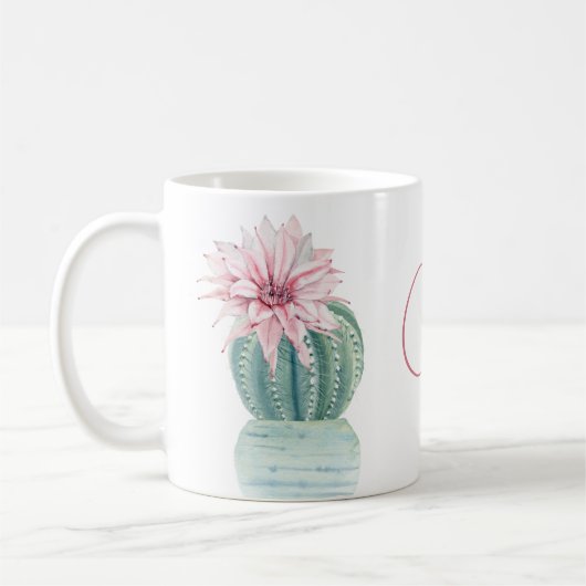 Joy Quote Green Cacti roze Succulent Flower Koffiemok (Links)
