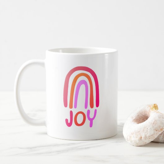 JOY Rainbow Colorful Handlett Mug de café (Avec donut)