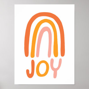 JOY Rainbow roze handlettering Poster