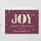 Joy Red Business Holiday Kaart met Logo (Voorkant)