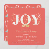JOY Red Christmas Fête Invitation (Devant / Derrière)
