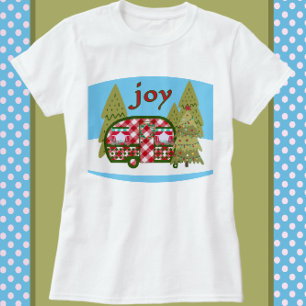 Joy Red en White Camper Trailer Holiday T-shirt