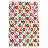 Joy Red Green Kerstfeestdag Medium Cadeauzakje (Achterkant)