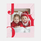 JOY | Red & Pink Modern Christmas Photo Fleece Deken (Voorkant)