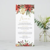 JOY Red Poinsettia et Pine Christmas Dinner Menu (Debout devant)