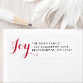 Joy Red Script Typography Kerstfeestdag Etiket (Insitu)