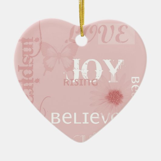 Joy Rising Roze Keramisch Ornament (Voorkant)
