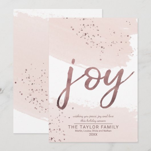 Joy | Roos Gold Kerstmis Feestdagenkaart (Voorkant / Achterkant)