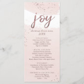 Joy | Roos Gold Kerstmis menu Kaart (Voorkant)