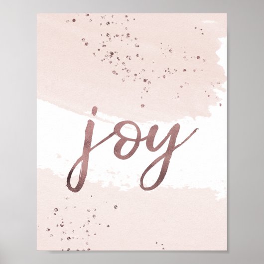 Joy | Roos Gold Kerstmis Poster (Voorkant)