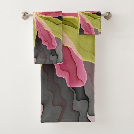 Joy, roze groene antracite Fantasy Fantasy Flower  Bad Handdoek (Insitu)
