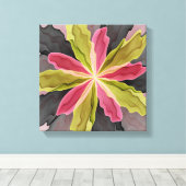 Joy, roze groene antracite Fantasy Fantasy Flower  Canvas Afdruk (Insitu (Houten vloer))