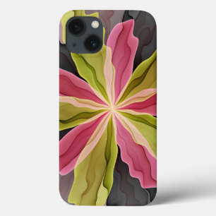 Joy, roze groene antracite Fantasy Fantasy Flower  iPhone 13 Hoesje