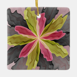 Joy, roze groene antracite Fantasy Fantasy Flower Keramisch Ornament