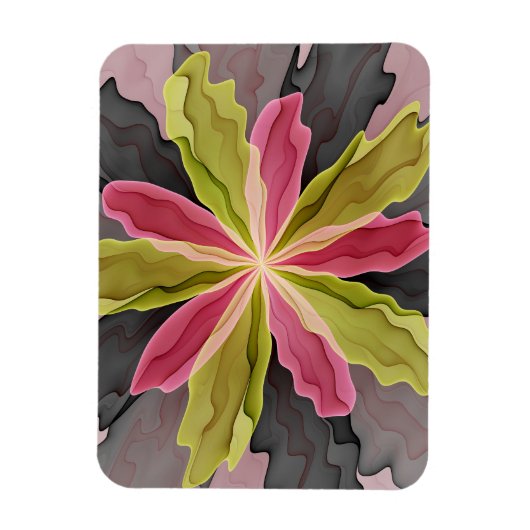 Joy, roze groene antracite Fantasy Fantasy Flower Magneet (Verticaal)