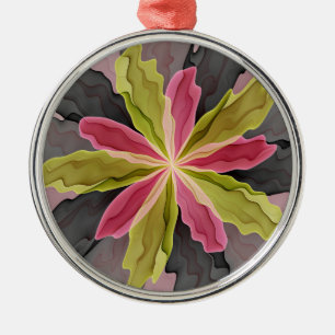 Joy, roze groene antracite Fantasy Fantasy Flower Metalen Ornament