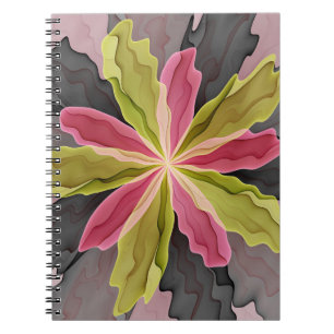 Joy, roze groene antracite Fantasy Fantasy Flower Notitieboek