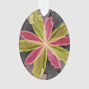 Joy, roze groene antracite Fantasy Fantasy Flower  Ornament