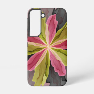 Joy, roze groene antracite Fantasy Fantasy Flower  Samsung Galaxy Hoesje