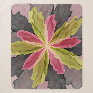 Joy, roze groene antracite Fantasy Fantasy Flower Sherpa Deken
