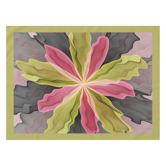 Joy, roze groene antracite Fantasy Fantasy Flower  Tafelkleed (Voorkant (Horizontaal))