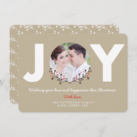 JOY Rustic | Carte photo de vacances (Devant / Derrière)