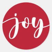 Joy schattig script eenvoudige typografie rode ker ronde sticker (Voorkant)