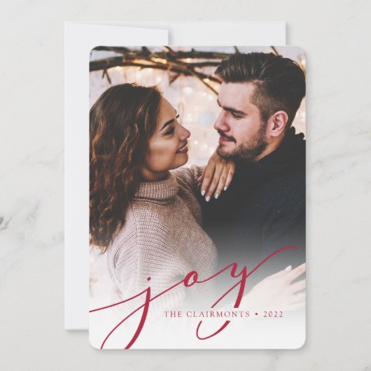 Joy Script | Carte photo de Noël (Devant)