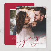 Joy Script | Carte photo de Noël (Devant / Derrière)