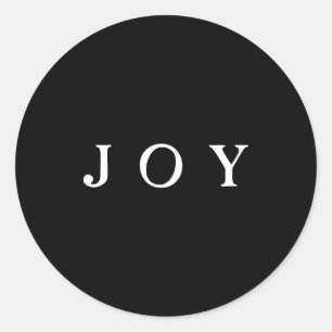 JOY Script Envelope of Gift Wrap Black Ronde Sticker