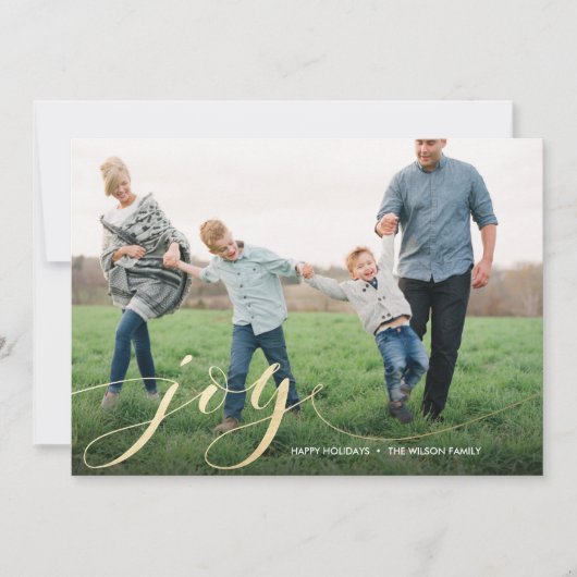 Joy Script Faux Folie kerstfeestdag Kaart (Voorkant)