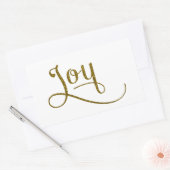 Joy Script Gold Glitter Rechthoekige Sticker (Envelop)