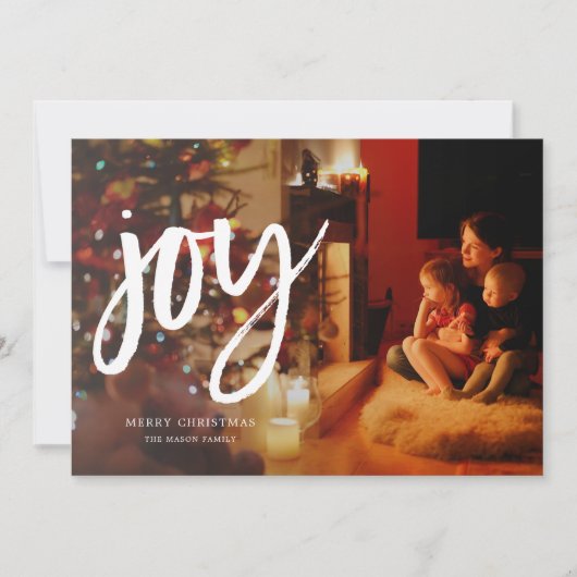 Joy Script Photo Holiday Kaart (Voorkant)