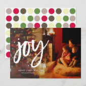 Joy Script Photo Holiday Kaart (Voorkant / Achterkant)