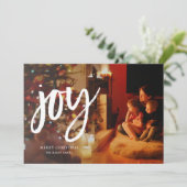 Joy Script Photo Holiday Kaart (Staand voorkant)