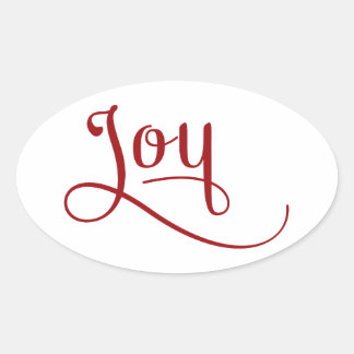Joy Script Red Ovale Sticker