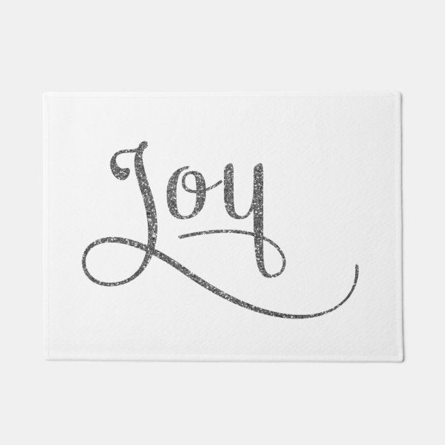 Joy Script Silver Glitter Deurmat (Voorkant)