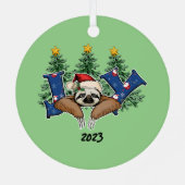 Joy Sloth Christmas Metalen Ornament (Achterkant)