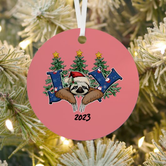 Joy Sloth Christmas Metalen Ornament (Insitu)