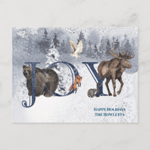 JOY Snow Wood Woodland Animals Vakantie Briefkaart