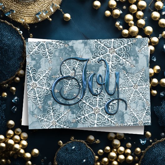 Joy Snowflakes Blue Feestdagen Kaart