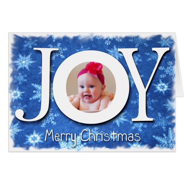 Joy Snowflakes Christmas Photo Card (Devant Horizontal)