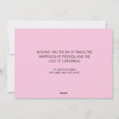 Joy Snowman Roze Wit Kerstmis Feestdagenkaart (Achterkant)