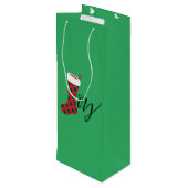 Joy Stocking Wijn Cadeautas (Achterkant Gekanteld)