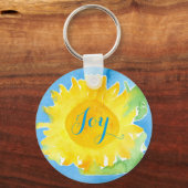 Joy Sunflower Waterverf Painting Sleutelhanger (Voorkant)