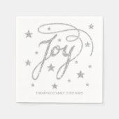 JOY Text Faux Silver Glitter look & Custom Title Servetten (Voorkant)