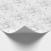 JOY Text Pattern in Faux Silver Glitter look Stars Cadeaupapier (Hoek)