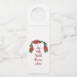Joy the Wine is Here Christmas Bottle Hanger Label