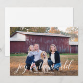 Joy to the World Calligraphy Carte photo de vacanc (Devant / Derrière)