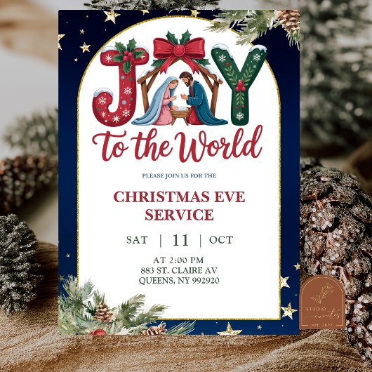 Joy to the World Christmas Church Service Kaart